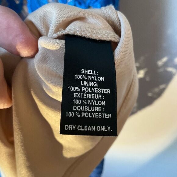 Black Saks Fifth Avenue Royal Blue Lace Overlay Dress, Medium. Elegant! - Picture 9 of 16